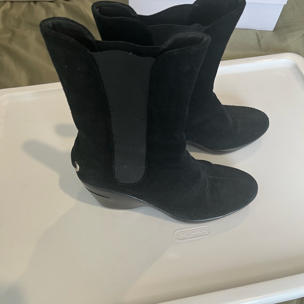 Cole Haan Nike Air Black Women's Suede Wedge Boots